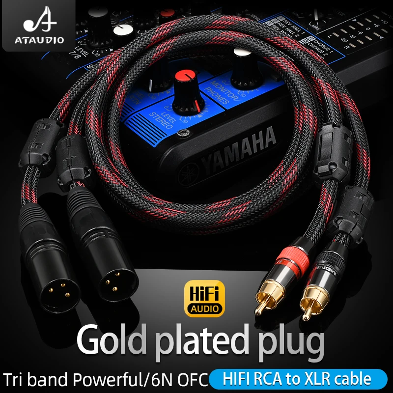 ATAUDIO HiFi Audio Cable Adapter 2XLR to 2RCA One Pair for Amplifier Sound Box HiFi Microphone Speaker Cable