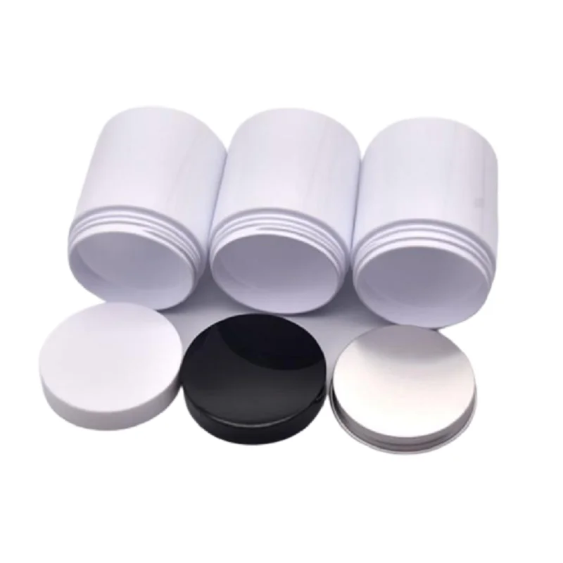 24pcs Skincare Plastic Jars 250ml Glossy White PET Packaging Bottles Empty Eye Cream Pot  Hair Wax Containers For Cosmetics