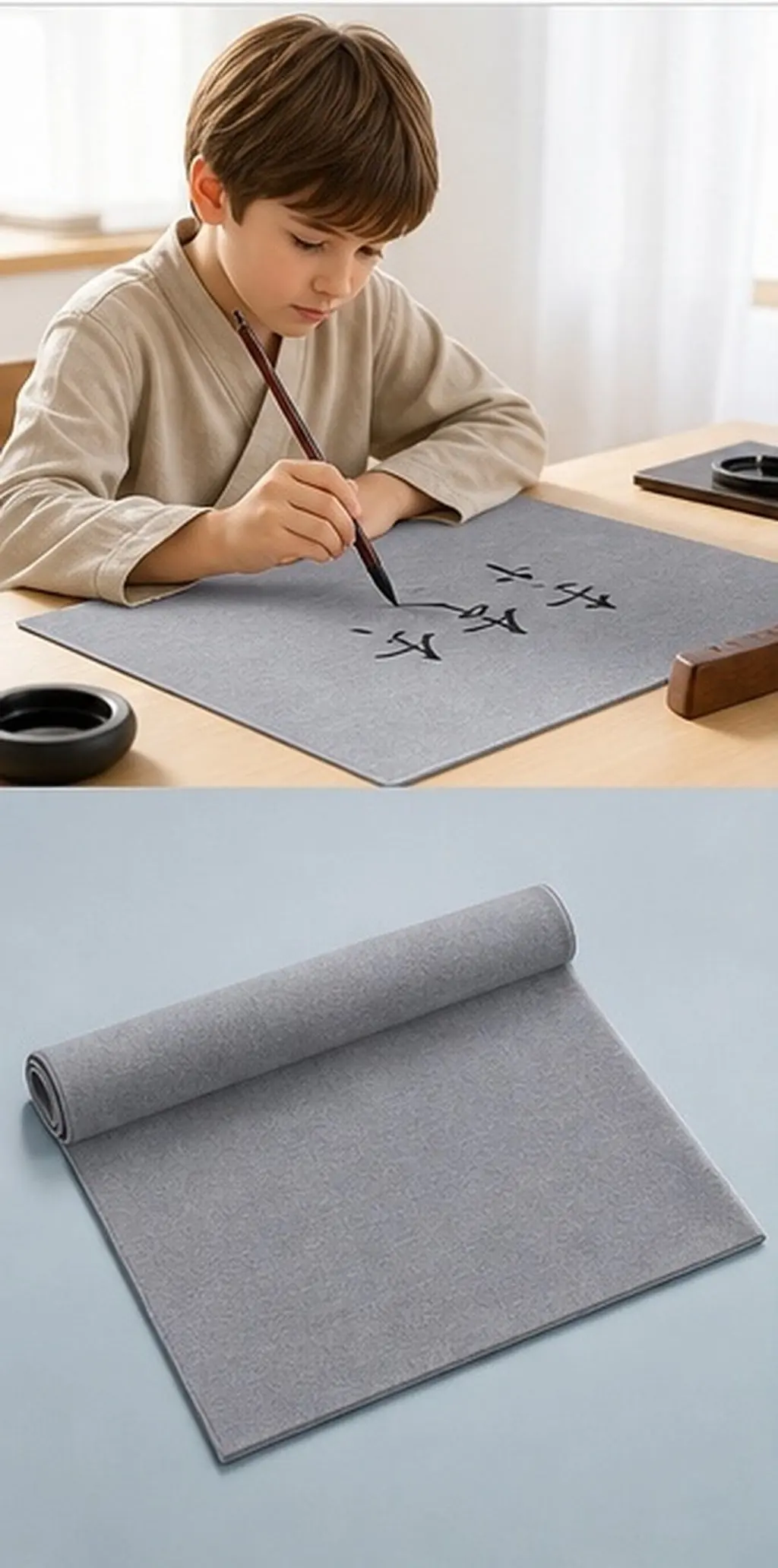 6Pcs Water Writing Cloth Chinese Calligraphy Practice Reusable Folding Daily Use Calligraphy Cloth Household School Travel