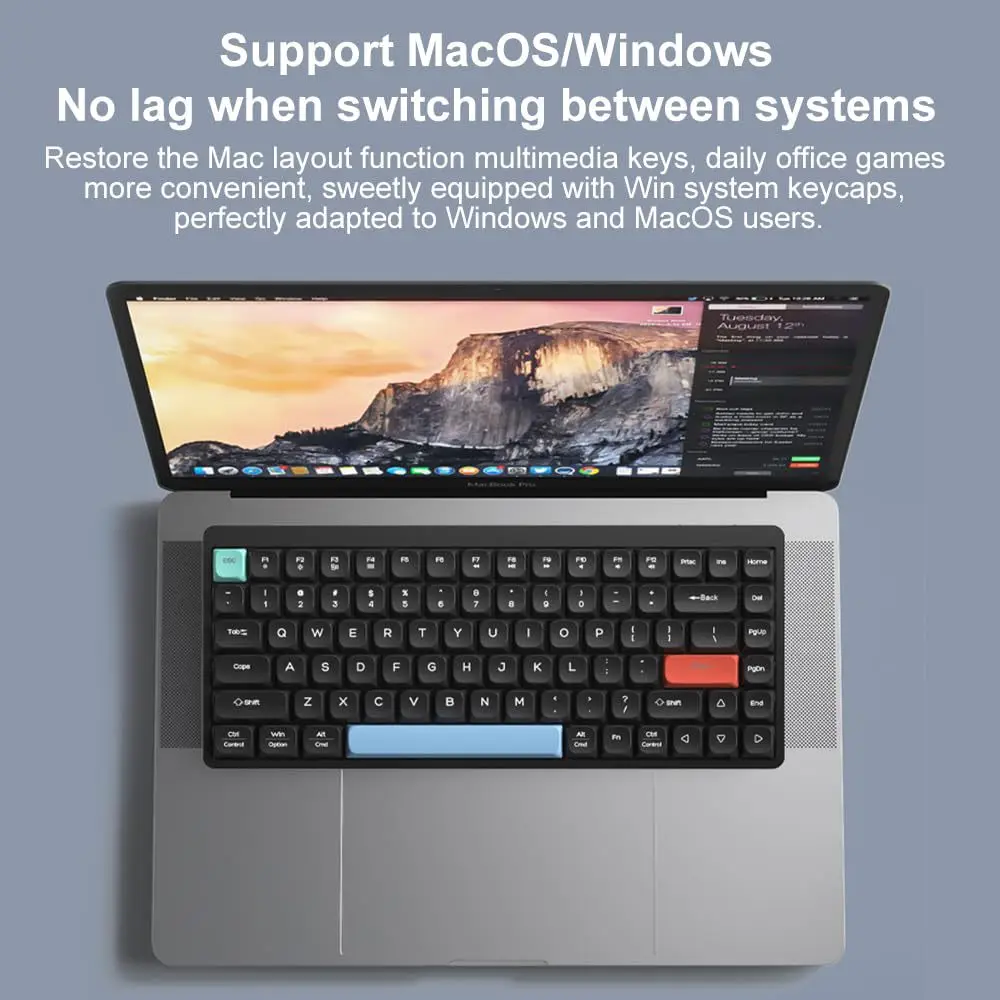 YK84 Low Axis Mechanical Keyboard Rechargeable Wireless 2.4G Bluetooth Connection 84 Keys Office Use Portable Compatible
