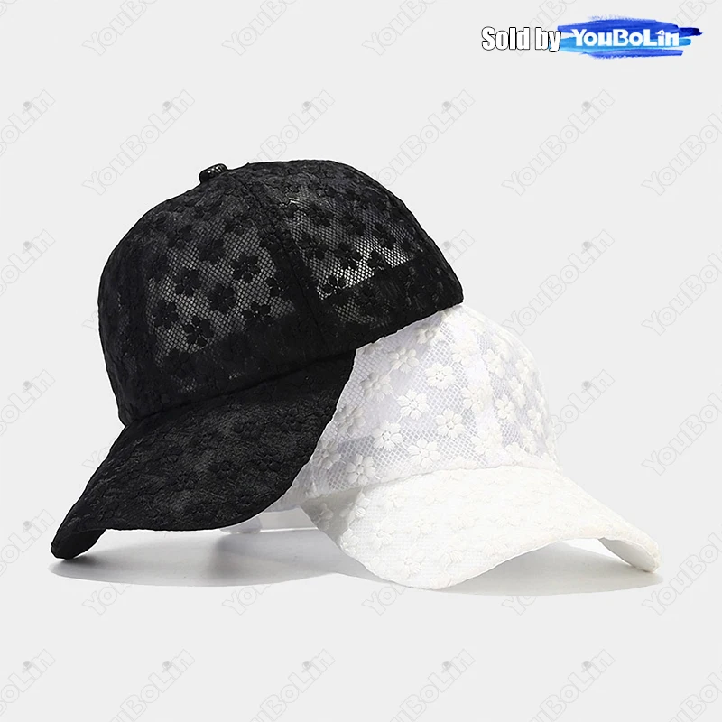 Lace Hat Lightweight Baseball Cap Summer Sun Protection Hats Lace-Up Duckbill Hat Breathable Sun Caps With Wide Brim