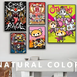 Aggretsuko Anime-Rock Anime Posters Sticky Waterproof Paper Sticker Coffee House Bar Kawaii Room Decor