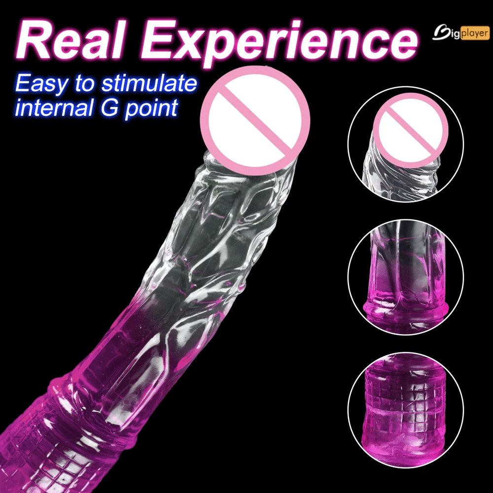 Transparent Simulation Adult Erotic Sex Toys Female Gun Machine Silicone Soft Rubber Big Dildo Masturbation Applicable To Single