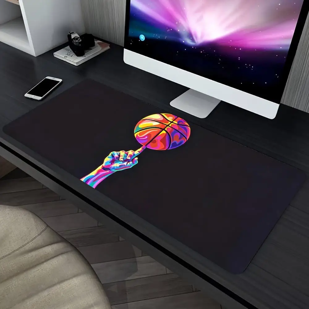 Vibrant Graffiti Basketball Desk Mat Gaming Mouse Pad Non Slip Rubber Extended Keyboard Laptop Sports Gamer Office Table Decor