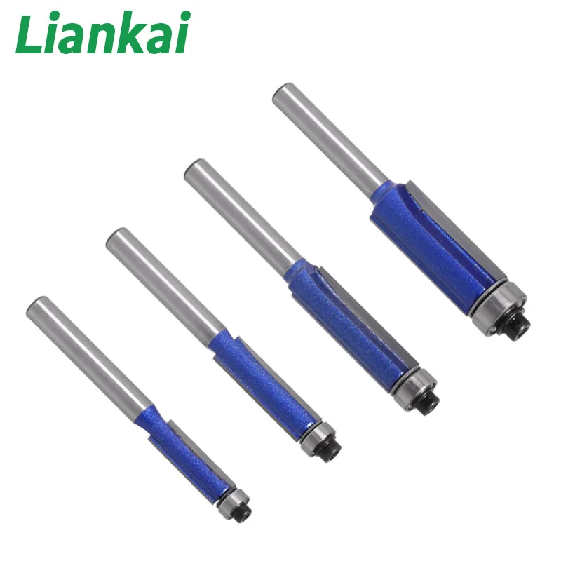 Liankai 1pc 6mm 1/4 Shank Diameter High-quality Milling Cutter Flush Trim With Bearing Router Bit set for Woodworking