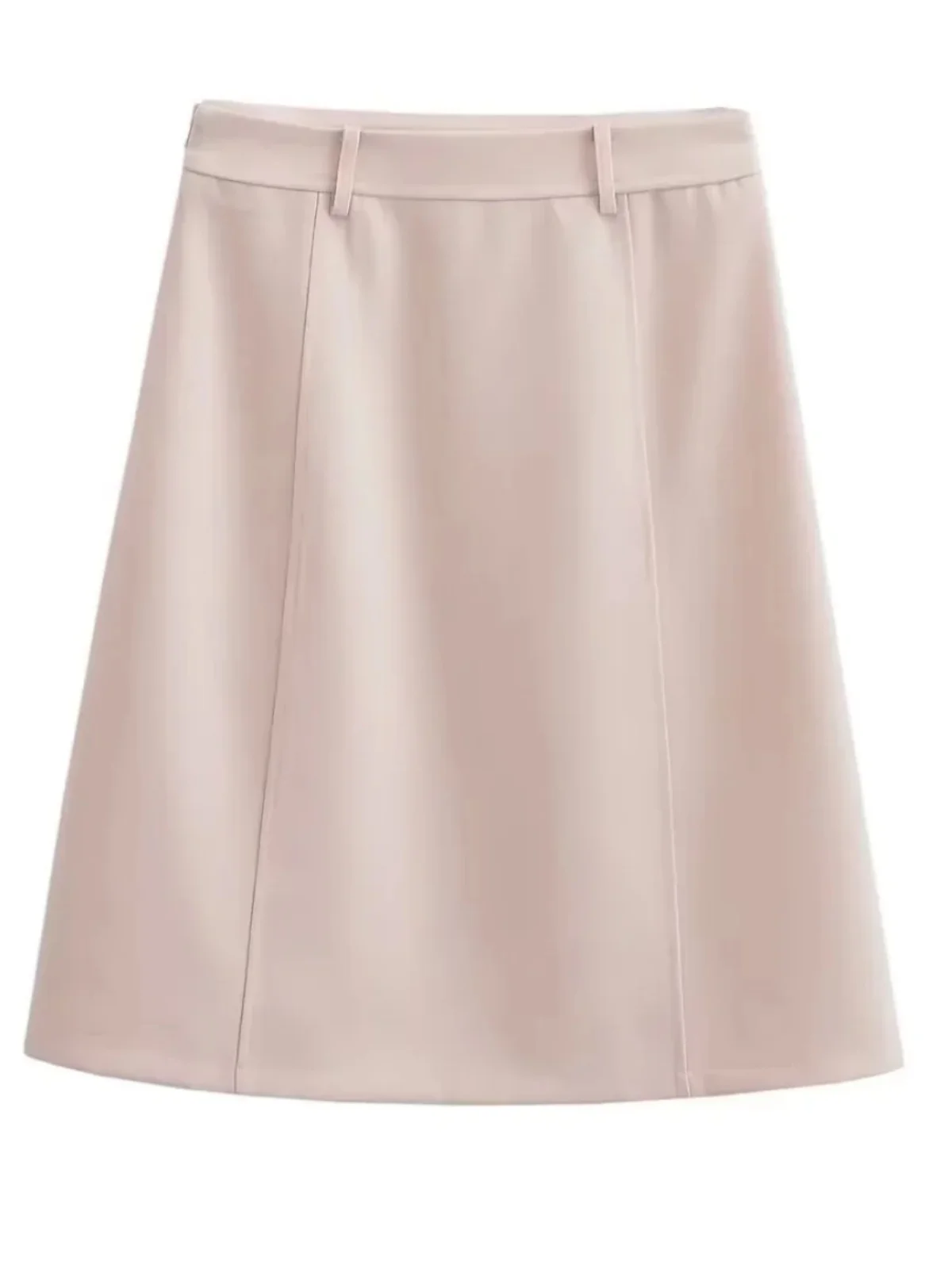 Roze Hoge Taille A-lijn Midi Rok Afslanken Cross Bedekkende Rechte Rok Veelzijdige Mid-Lengte f Body Rok voor Vrouwen