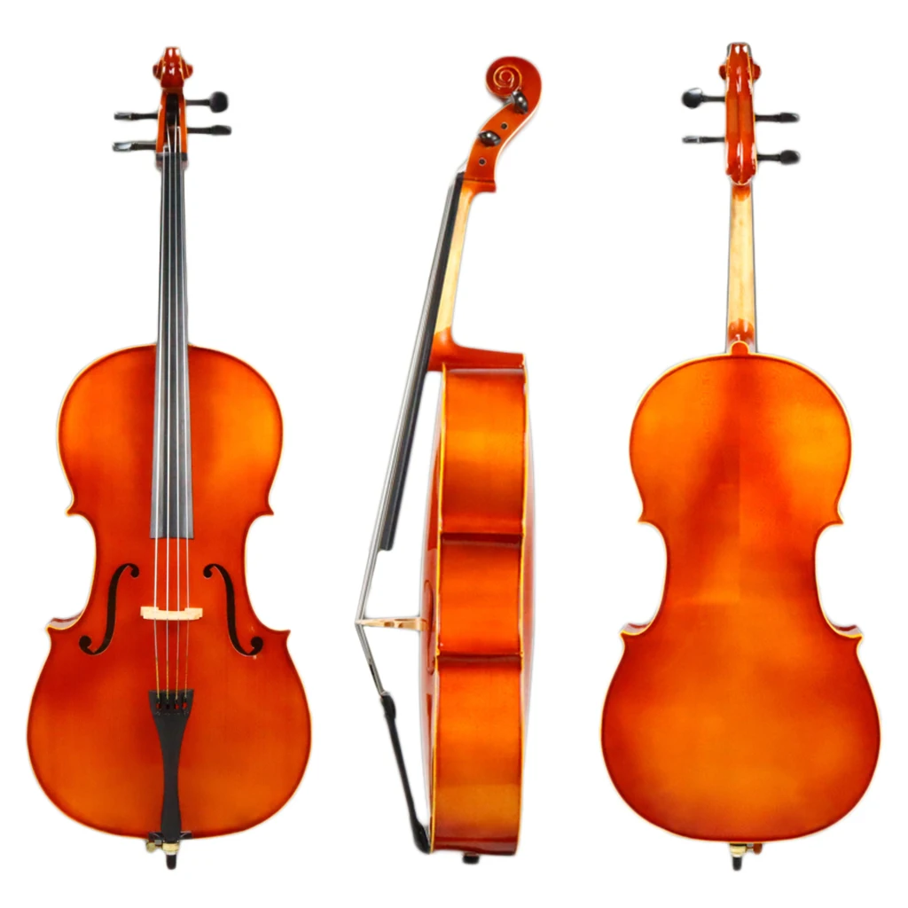 NAOMI Acoustic Cello 4/4 Solid Maple Spruce wood Ebony Fittings Sweet Sound W/ Cello Bag Bow Antique Natural Flamed Violoncello