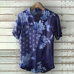 Camisa havaiana estampada Santa Fé masculina, camisas casuais na moda para férias, transfronteiriça, fabricante comercial, nova, verão 10 principais vendas camisa de santa fe - №3