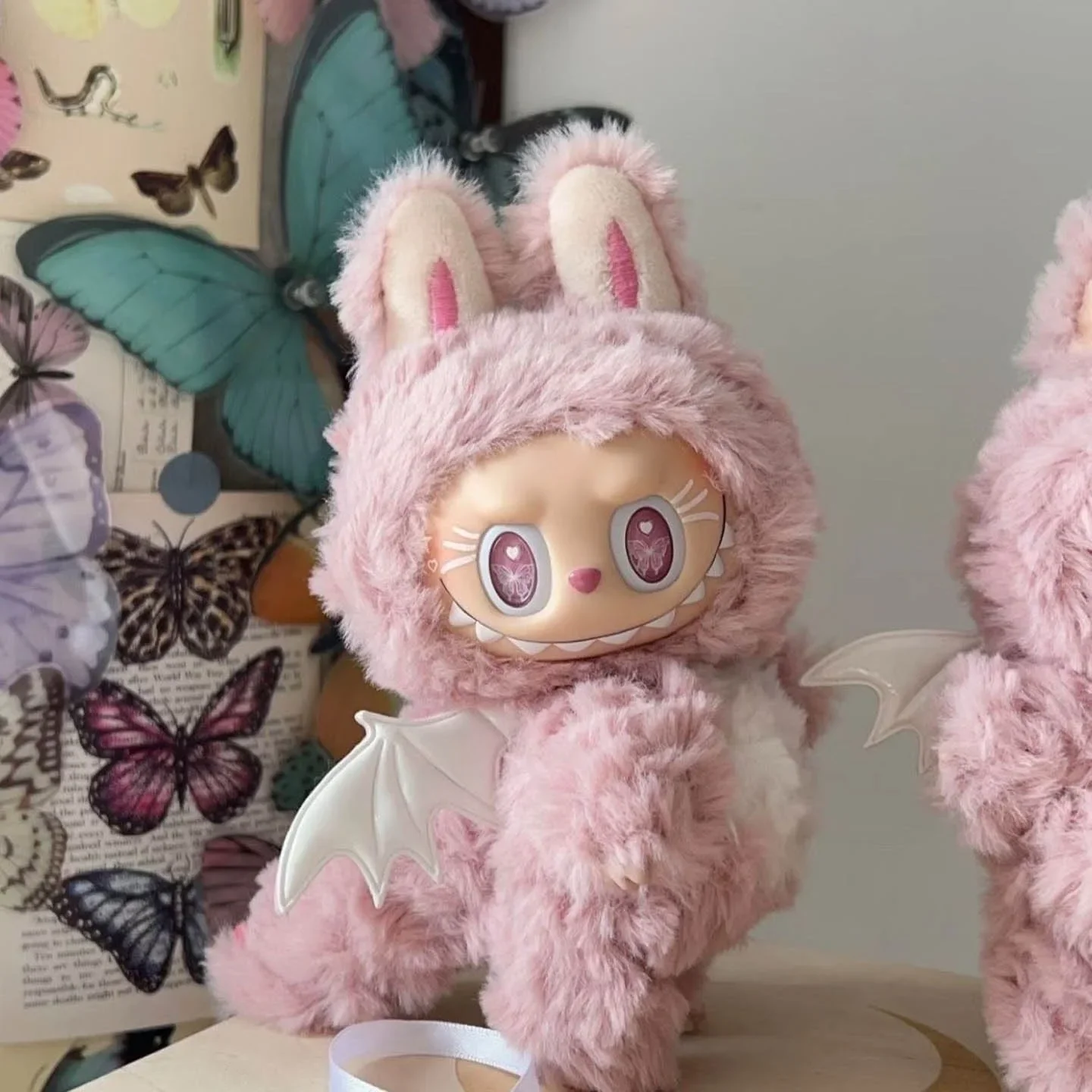 

For 17cm Labubu Mini Doll Clothes Trendy Outfit Lovely Pink Velvet Rabbit Little Devil Fashion Gift Labubu Accessories