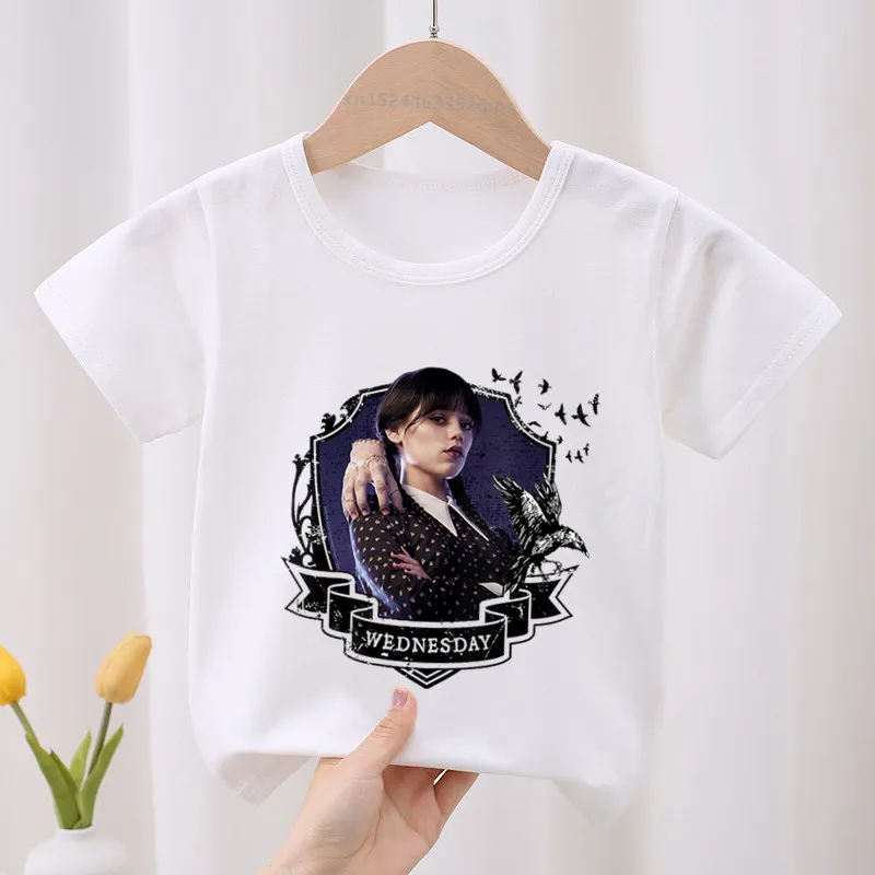 Addams-Camiseta de manga corta para niños, ropa de moda para niños, ropa de verano para bebés y niñas, camisetas para niños, novedad