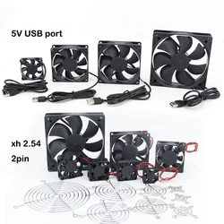 DC 2pin 5V USB cable 4010 5010 12025 8025 8cm 12cm Power Brushless Cooling Fan Cover Motor Case 40MM 80MM 120MM for pc Router