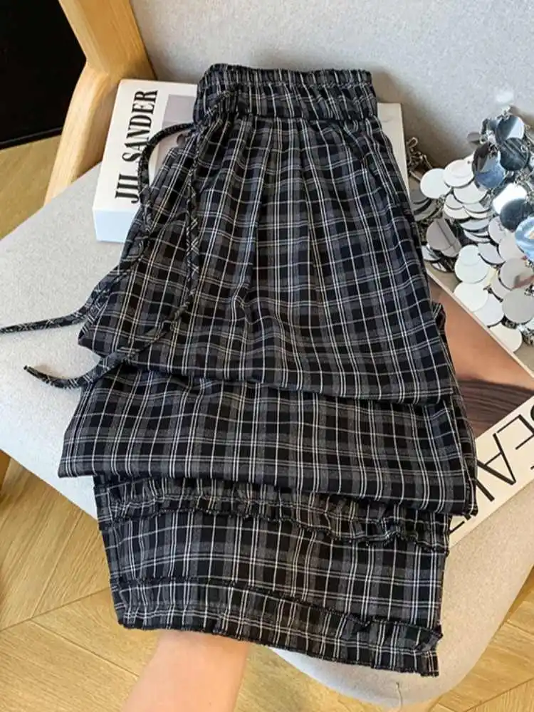 Pantalon plissé en soie glacée pour femmes, pantalon d'été fin, sensation paresseuse, défilement décontracté, loisirs, drapé, Protection solaire, jambes larges