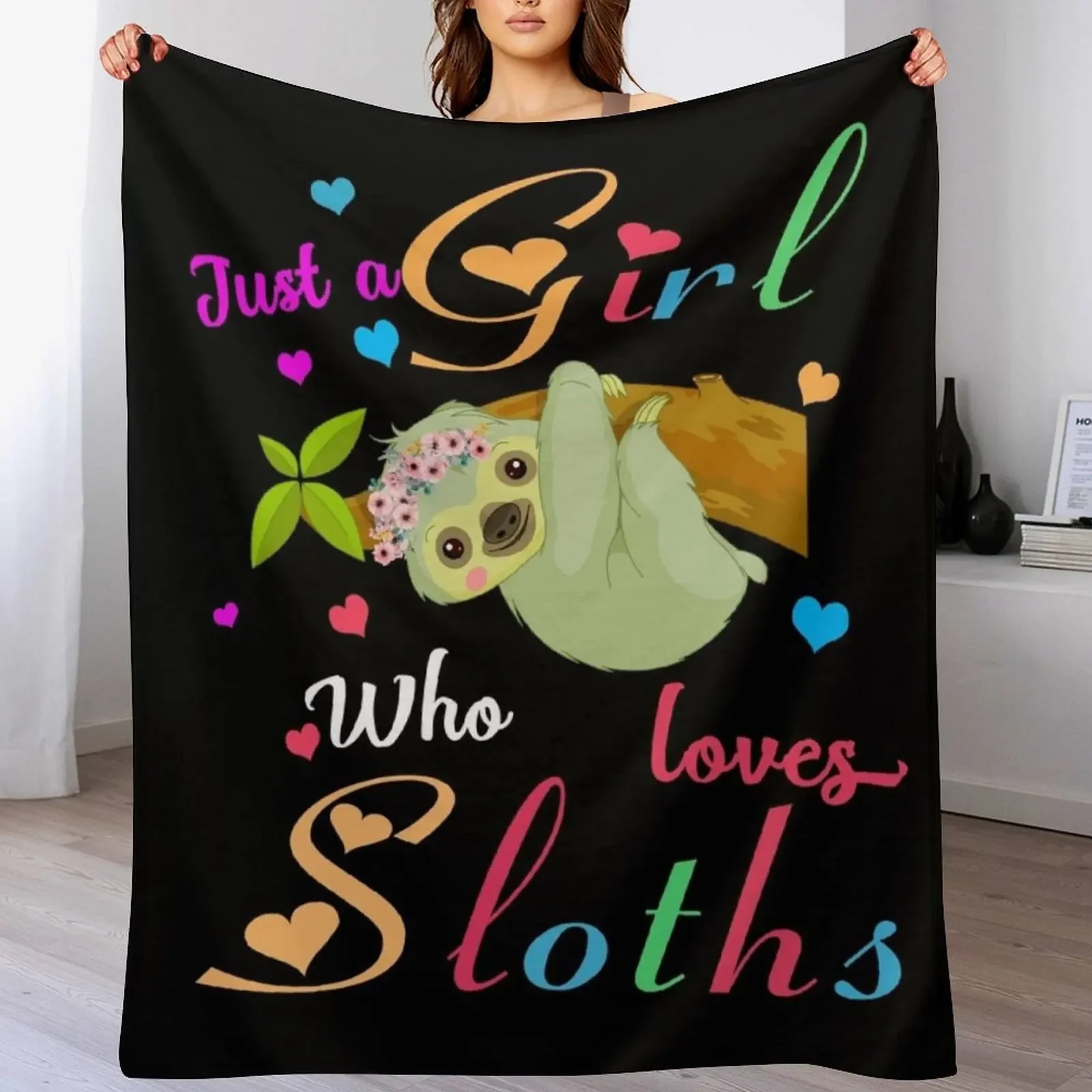 

Just A Girl Who Loves Sloths Throw Blanket Furrys Decorative Beds Blankets For Sofas sofa bed Blankets