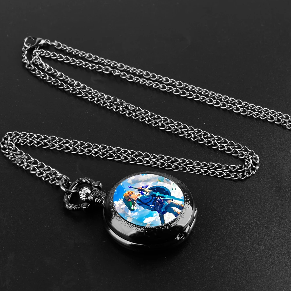 Famous Game Glass Dome Pocket Watch with Chain Necklace Vintage Quartz Pendant Watches Mens Women Gifts for Kids