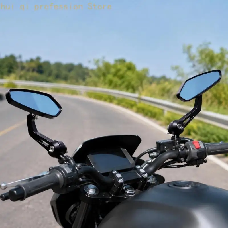 Kundenspezifisches Motorradspiegelpaar für 22 mm 7/8 Zoll-Lenker, Aluminium-Seitenspiegel mit verstellbaren gebogenen Armen und – Detail 7