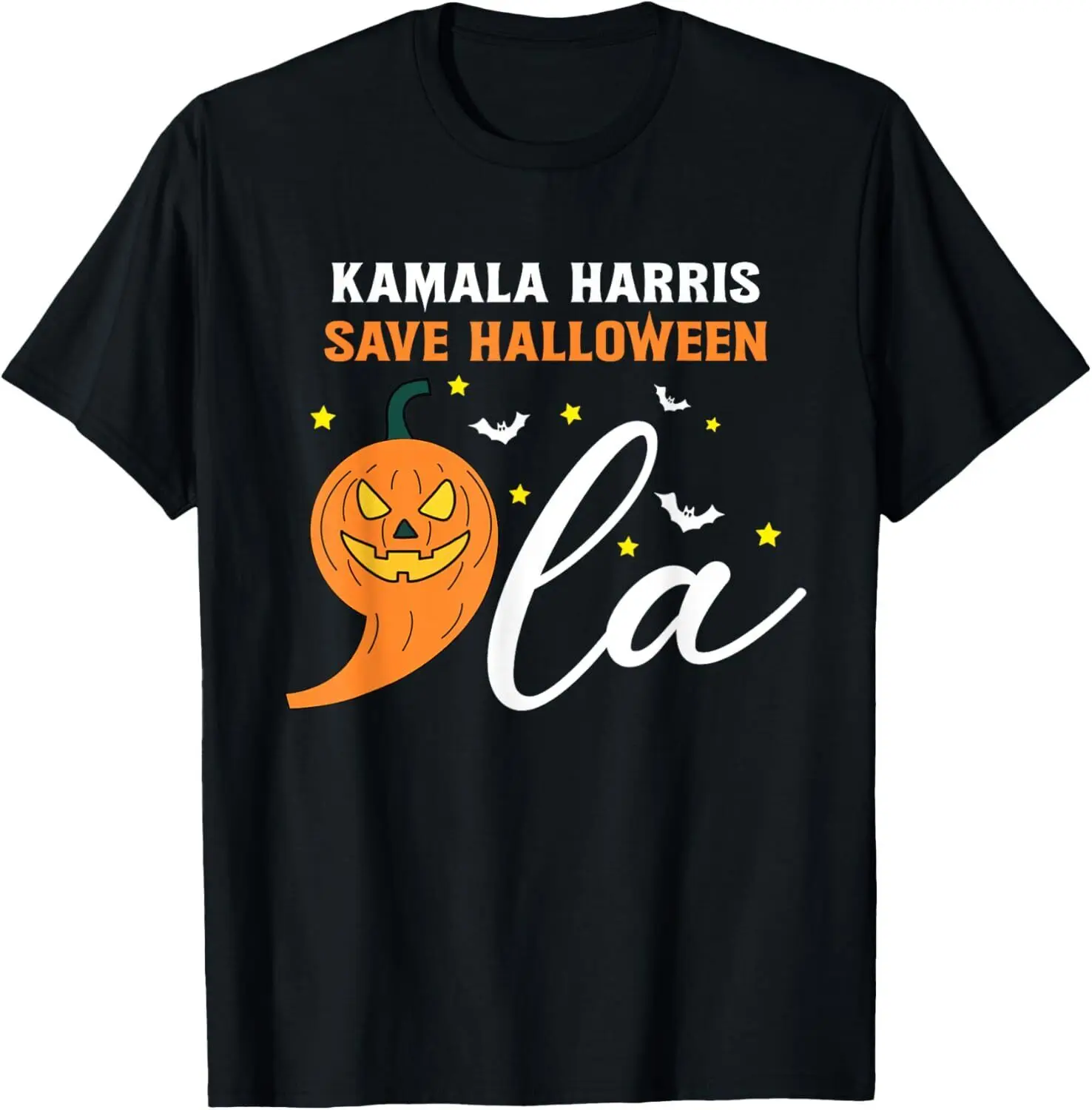 Comma + , La Pumpkin Kamala Harris Save Halloween 2024 Tees T-Shirt