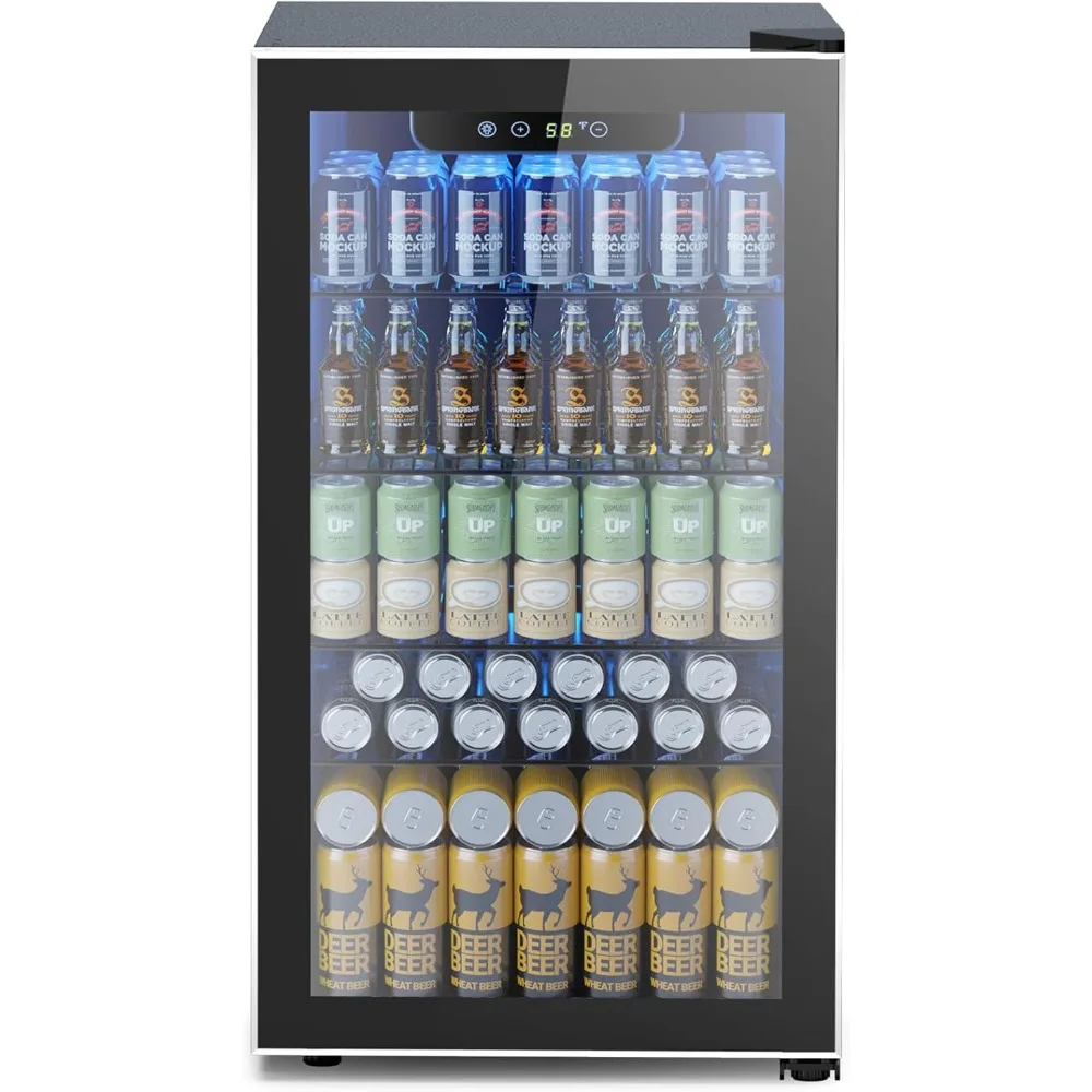 

Mini Fridge 130 Can Beverage Refrigerator Cooler, 3.2 Cu.Ft Drink Fridge for Soda Wine Beer, Adjustable Temperature Control for