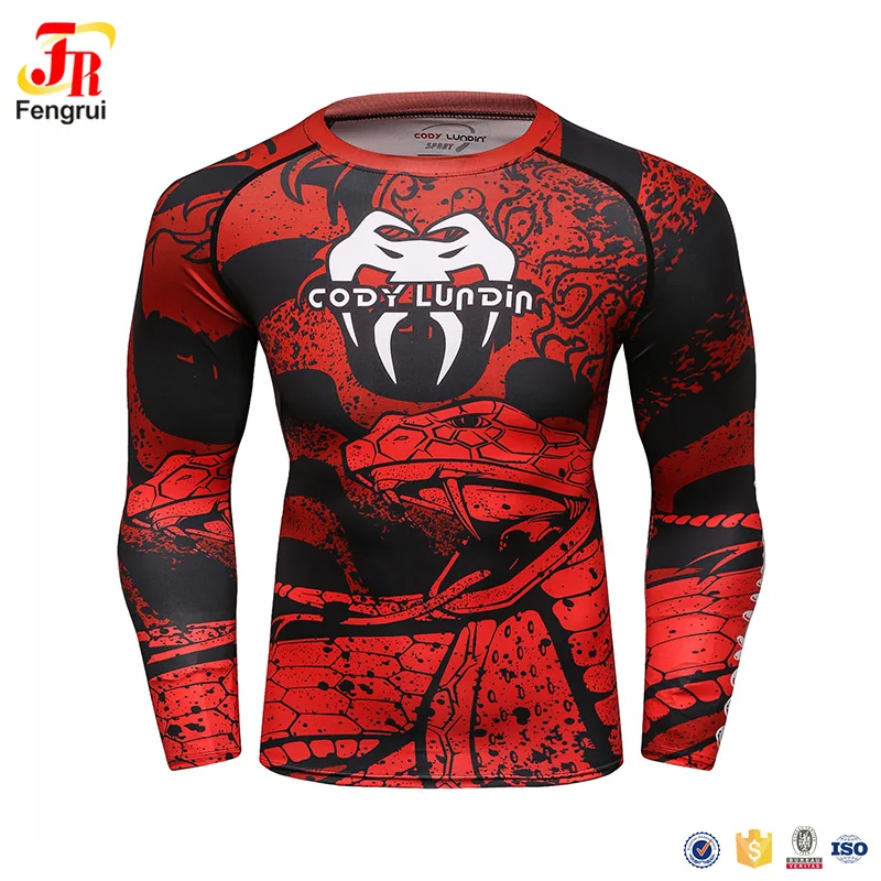 Customizable MMA Man Rashguard with Your Logo Jiu Jitsu Brazilian Kickboxing T-shirt Sublimation Long Compression Shirt UV