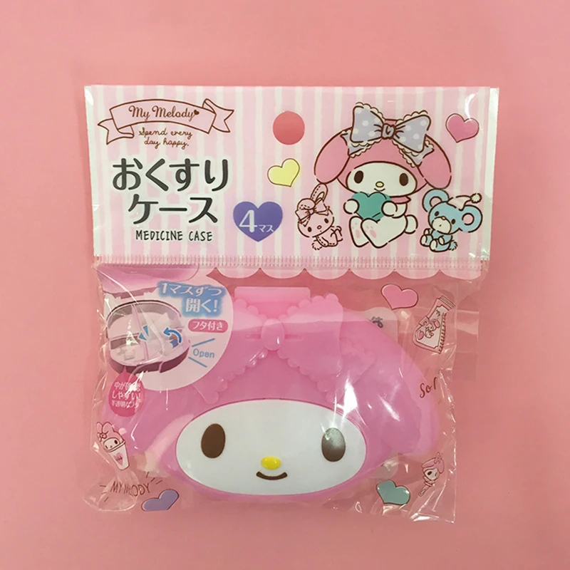 Sanrios Mini Pill Box Anime Figures Hellokitty Portable Pill Case Medication Organizer Cute Mymelody Cartoon Daily Dose Box Gift