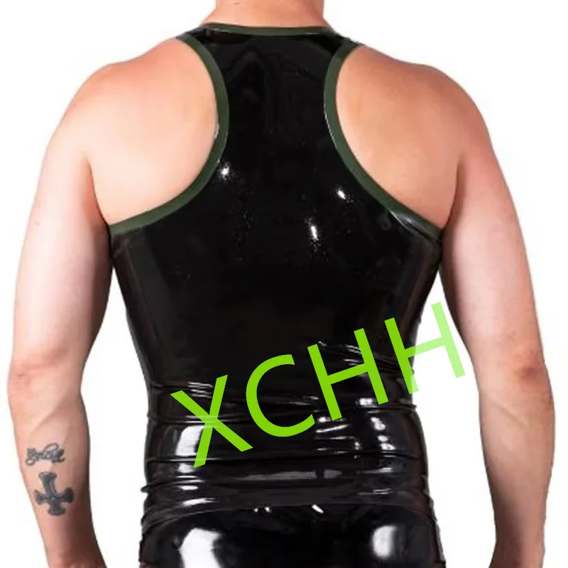 Handmade Mens Latex Rubber Gummi Tops Vest Halloween Cosplay Costumes Custom Made