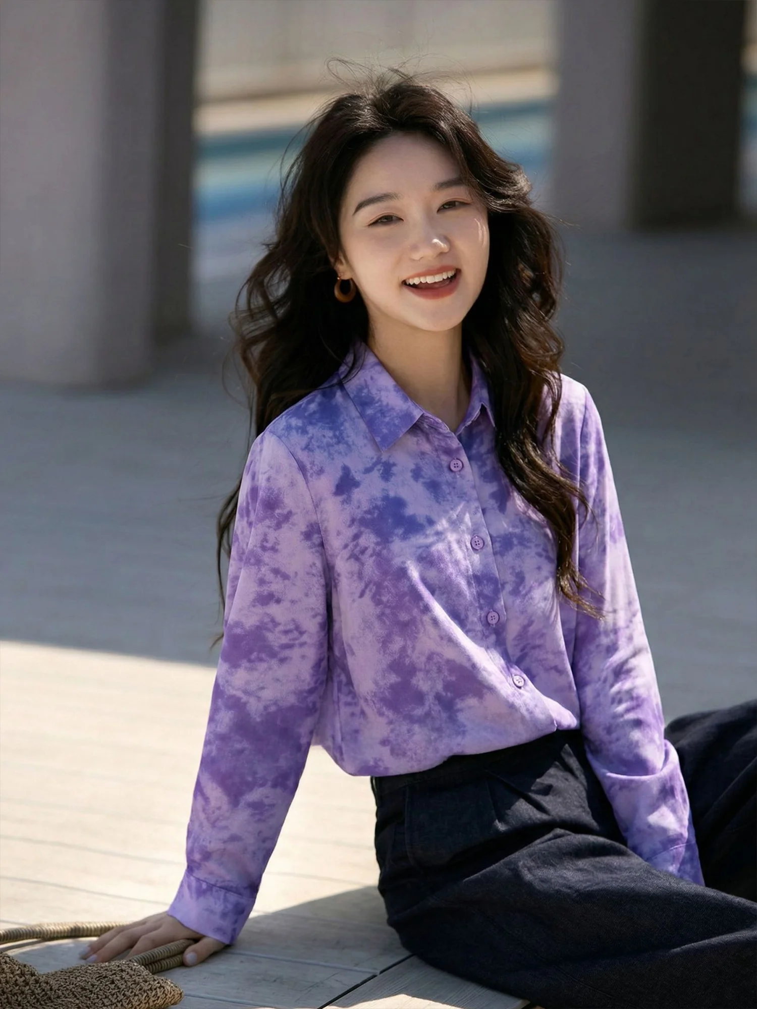 

Elegant Long Sleeve Silk Shirt Women's Print Casual Style Spring Fashion Versatile Commute Shirt Comfortable Fit Collar