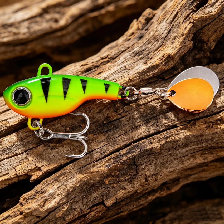1 stücke Spinner Köder Metall VIB Angeln Locken Rotierenden Schwanz Vibration Doppel Pailletten 5g 8g 11g 17g 20g Wobbler Trolling Köder Pesca