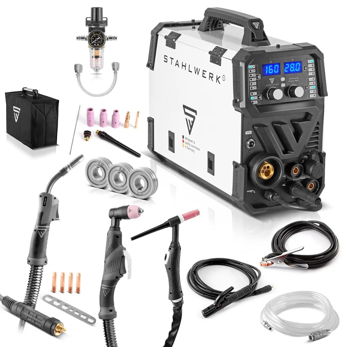 

Stahlwerk CTM250 PRO 7IN1 200AMP MIG TIG MMA Plasma Cutter Multi-Function 1KG/5KG Flux Cored Wire Welding Machine 220V Aluminum