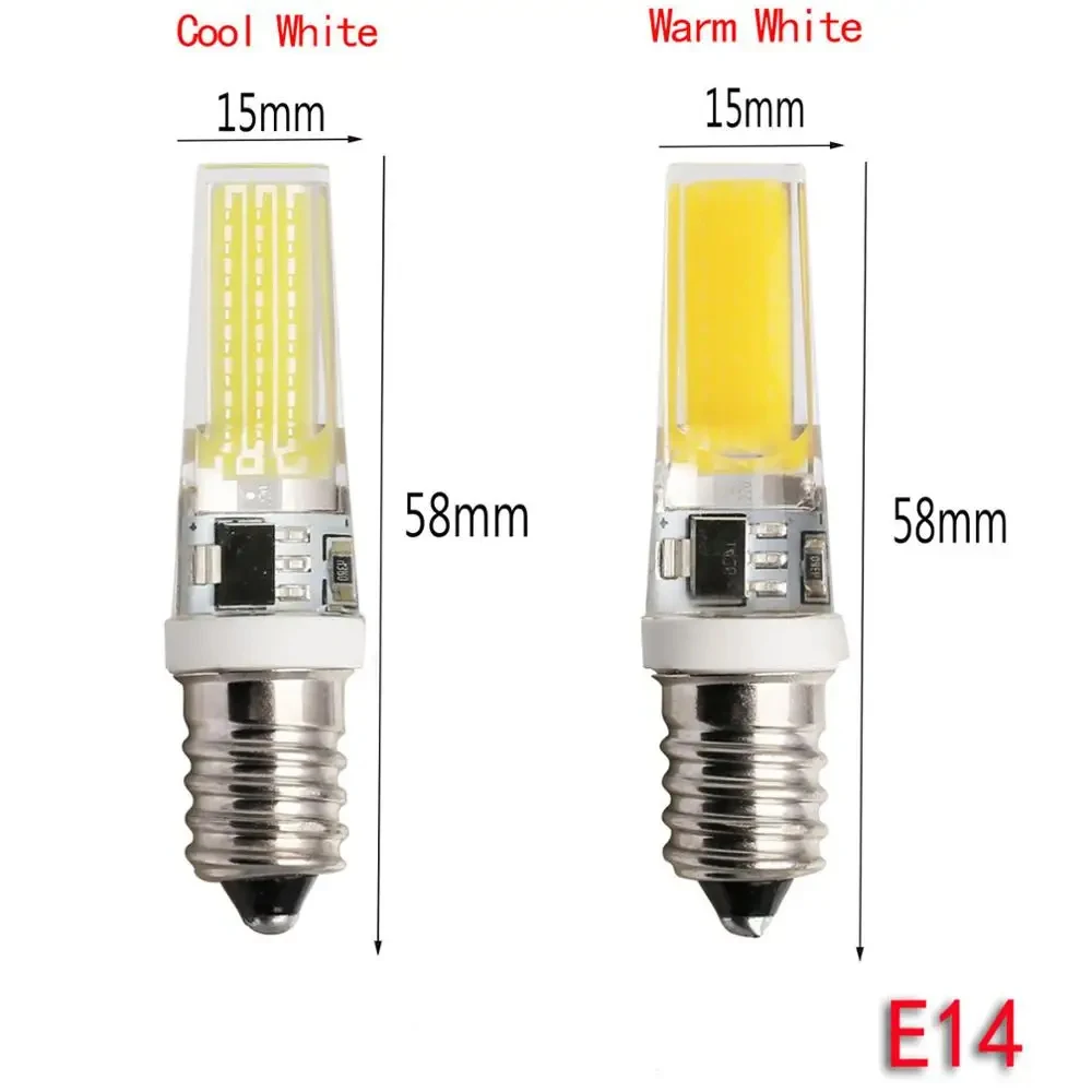 M mini G9 E14 LED 실리콘 램프, COB LED 조명, 밝기 조절, 따뜻한 화이트 쿨 화이트 LED 전구, 가정용 크리스탈 샹들리에, 9W AC 220V