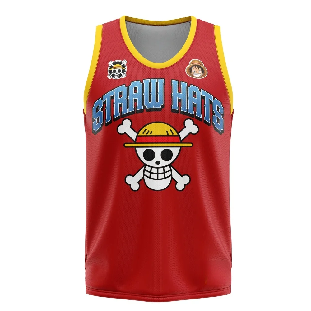 Hot Summer One Piece Luffy 3D Quick-Dry Vest, Plus Size Men's Basketball Jersey Children's and Women's Tops Parent-Child Outfit