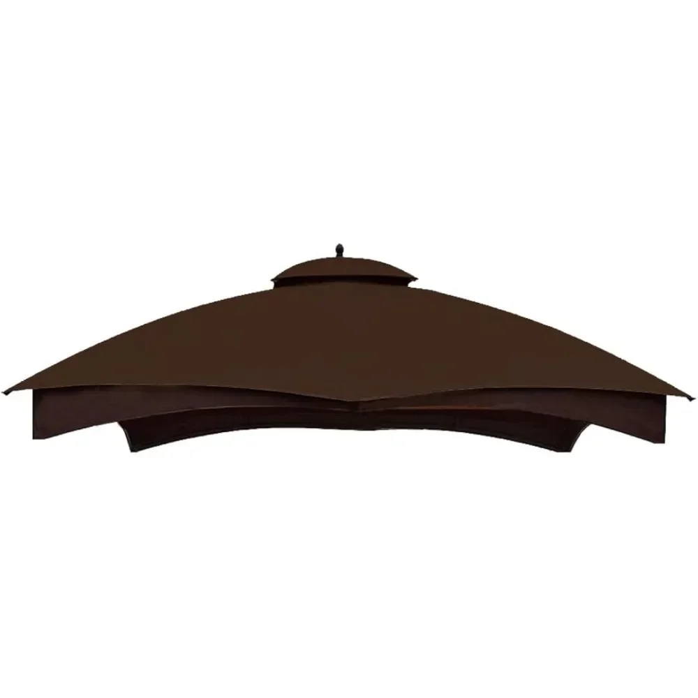 Hugline Outdoor Replacement Canopy Top Double Tier Gazebo Roof Cover for Lowe's Allen Roth 10x12 Gazebo #GF-12S004B-1 (Brown)