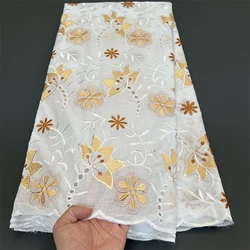 Tessuto di pizzo di Tulle per abito da cucito, cotone damascato, alta qualità, ricamo puro, festa di nozze, nigeriano, 5Yard, hz1308, 2024