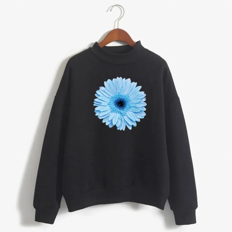 

Cute Daisy Graphic Print Women Sweatshirt Sweet Korean O-neck Knitted Pullover Thick Autumn Winter Candy Color Lady Clothing