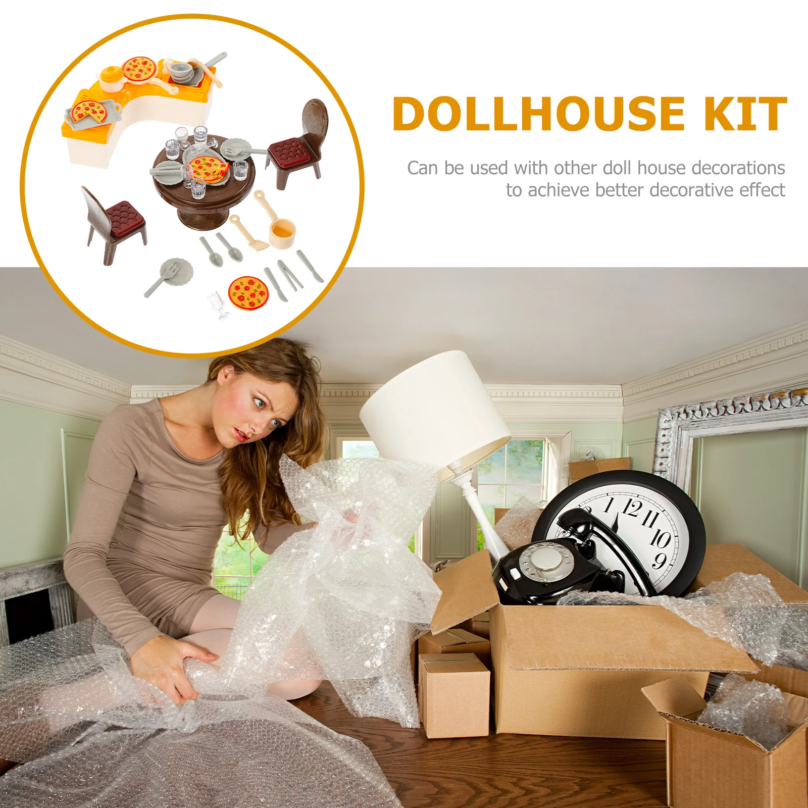 1세트 미니어처 주방 장면 미니 하우스 액세서리 고급 시뮬레이션 사실적인 색상 놀이용 미니 주방 세트