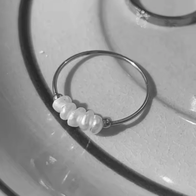 

High End PVD Natural Freshwater Pearl Irregular Gold Color Rings for Women Stainless Steel Jewelry Wholesale Female Ring