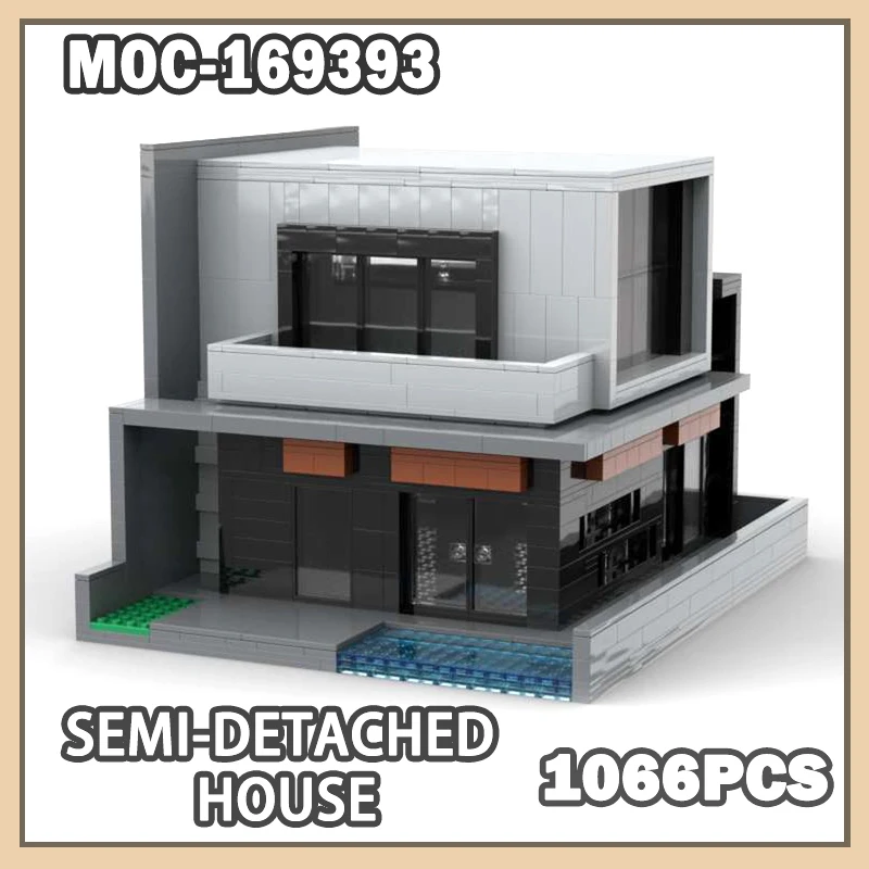 

MOC-169393 Semi-Detached House Particle Building Block Construction Model Modular Modern City Creative Exquisite Gifts 1066PCS