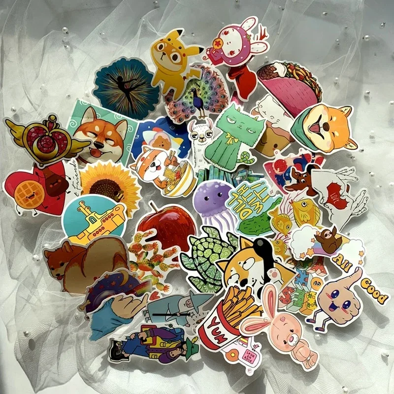 1Sets = 40PCS Cartoon Small Fresh Stickers Guitar Skateboard PVC Waterproof Stickers