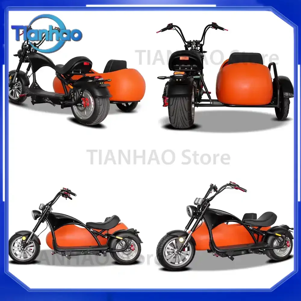 Powerful 3000W Electric Scooter with Sidecar for Urban Commuting Adult Passenger Seat and Pet Dog Carrier