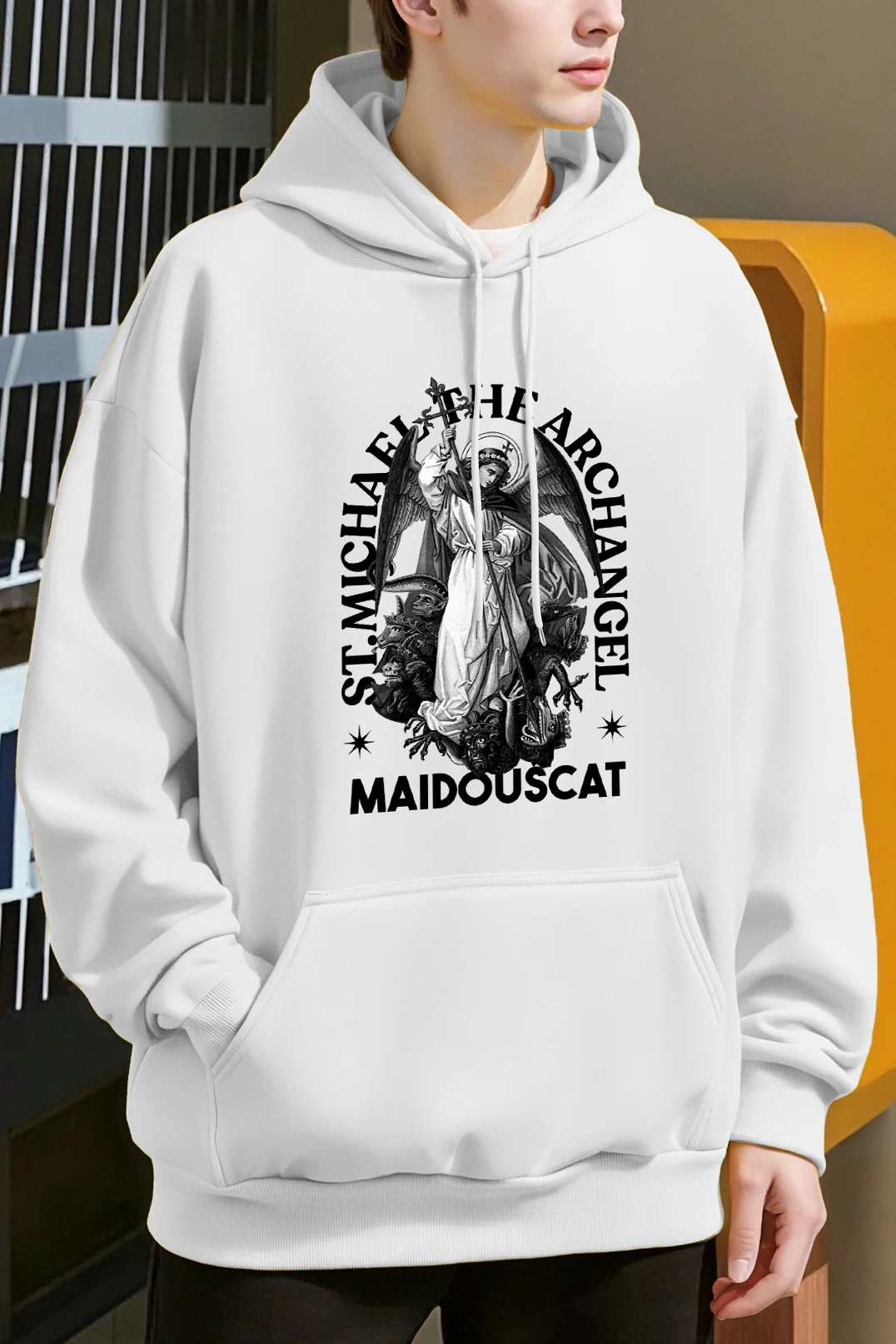 St. Michael Der Erzengel Druck Männer Casual Hoodies Hoody Fleece Übergroßen Hoodie Fashions Männlich Tops Straße Hip Hop Streetwear