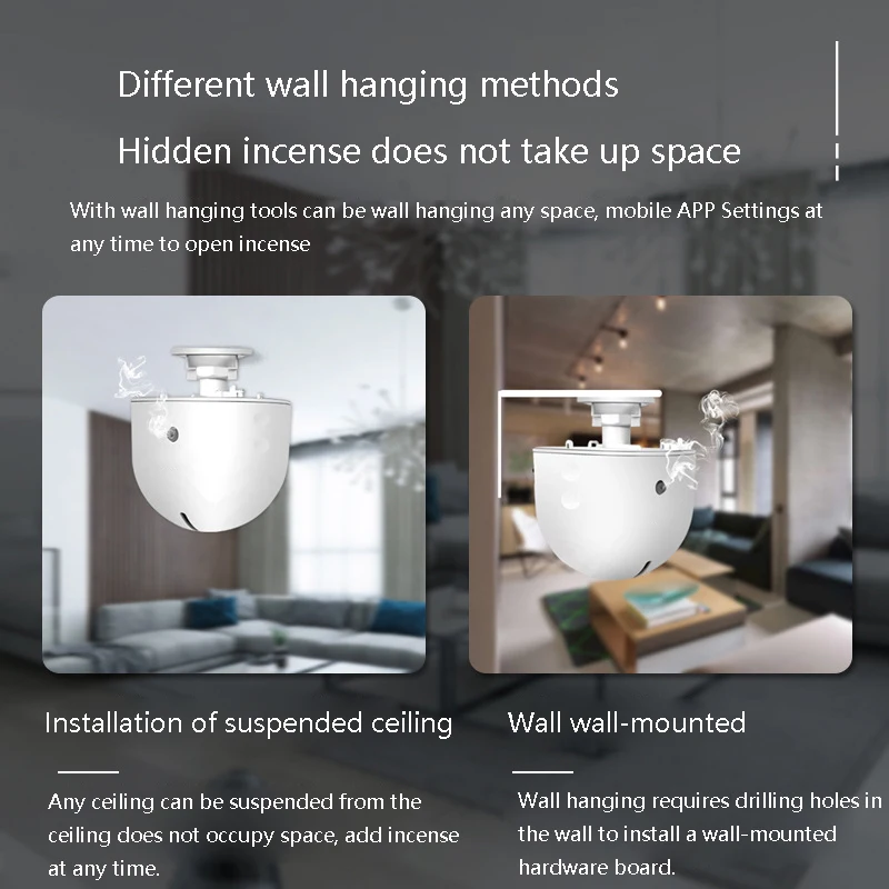 อัจฉริยะเพดานเครื่องพ่นอโรมาบลูทูธ App Aroma กลิ่นเครื่อง500m ³ กลิ่นหอม Diffuser Essential ก้านปักน้ำมันหอมระเหย300Ml