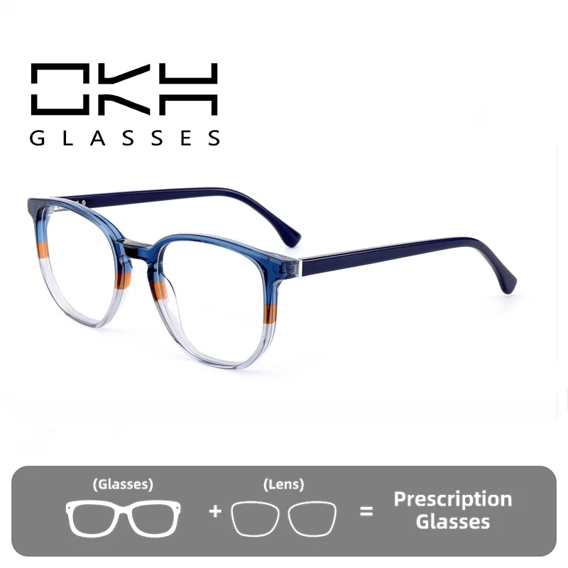 OKH Retro Unisex Glasses, Anti Blue Light Eyewear, Myopia Prescription Optical Lenses, Custom Reading Glass Frames for Men Women