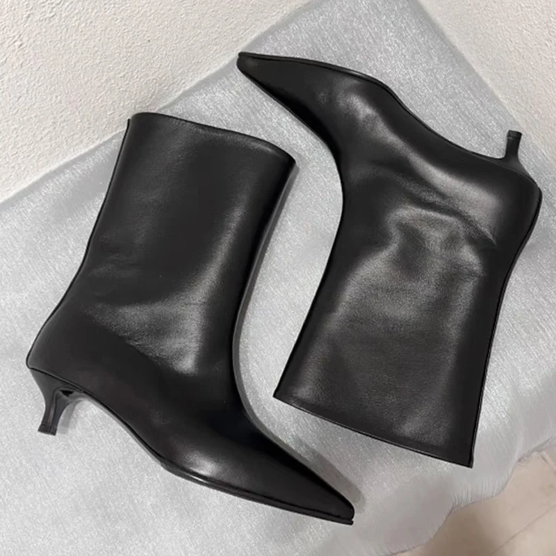 

Women Pointed Toe Mid-calf Motorcycle Boots 2024 New Fashion Dress Brand Shoes Elegant Office Classic Botas Pumps Mujer Zapatos