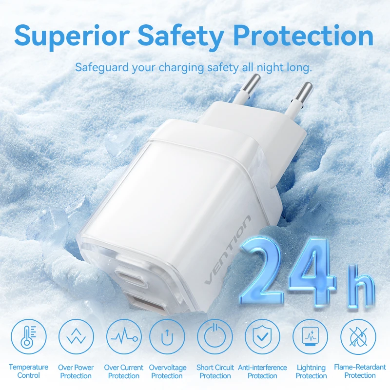 Vention 70W GaN Charger USB Type C Charger PD QC PPS Portable Fast Charge For iPhone 16 15 14 13 Pro Max Samsung Laptop Charger