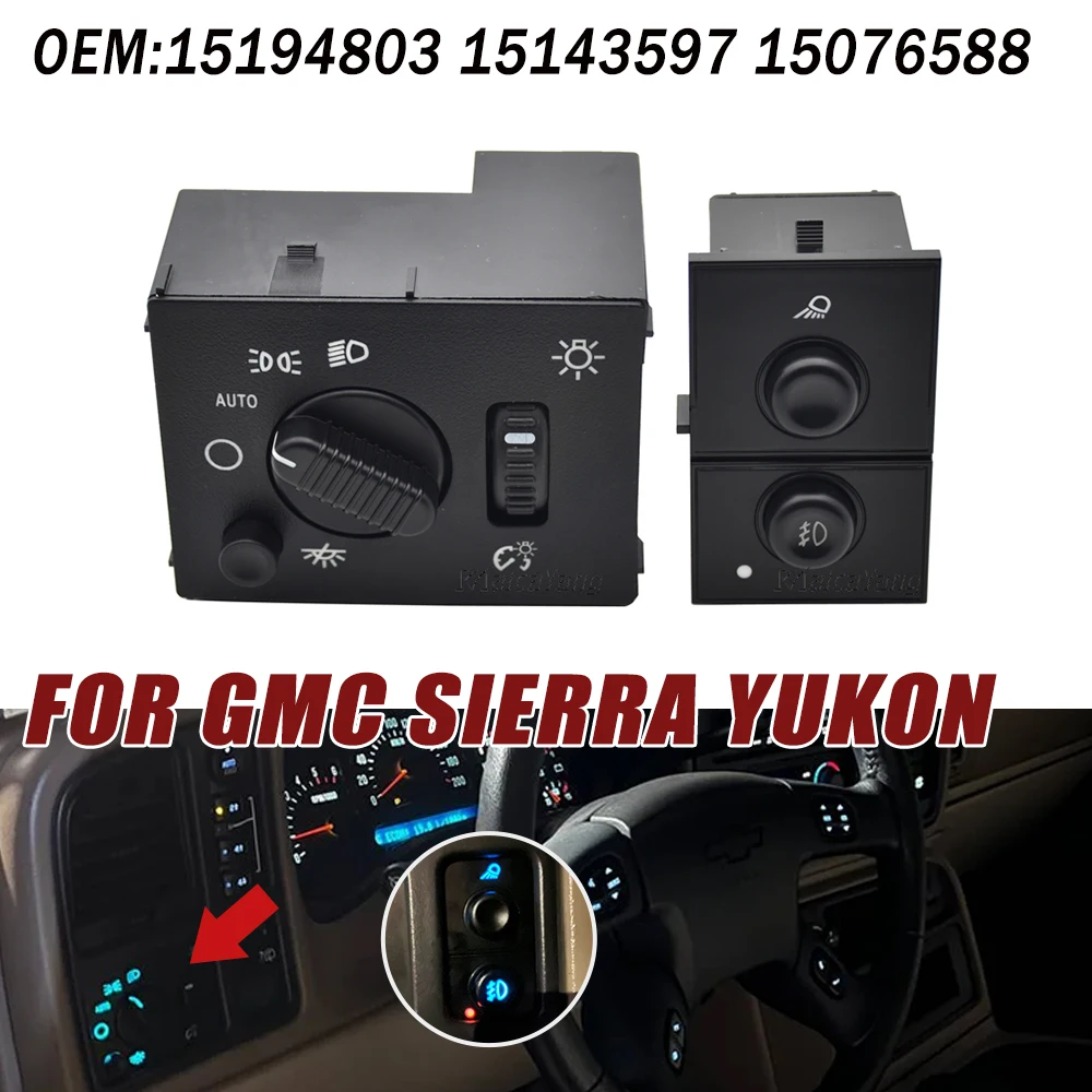 Car Headlight Fog Lamp Control Light Switch For Chevy Silverado Tahoe Suburban Avalanche GMC Sierra Yukon 19381535 15143597