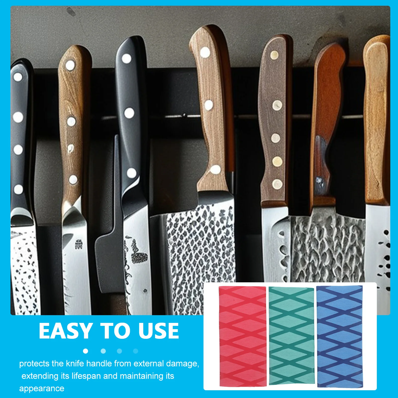 

3 pcs Knife Handle Cover Sleeve Heat Resistant Silicone Protector For Kitchen Knives Pots Non Chef Fry Pan Skillet