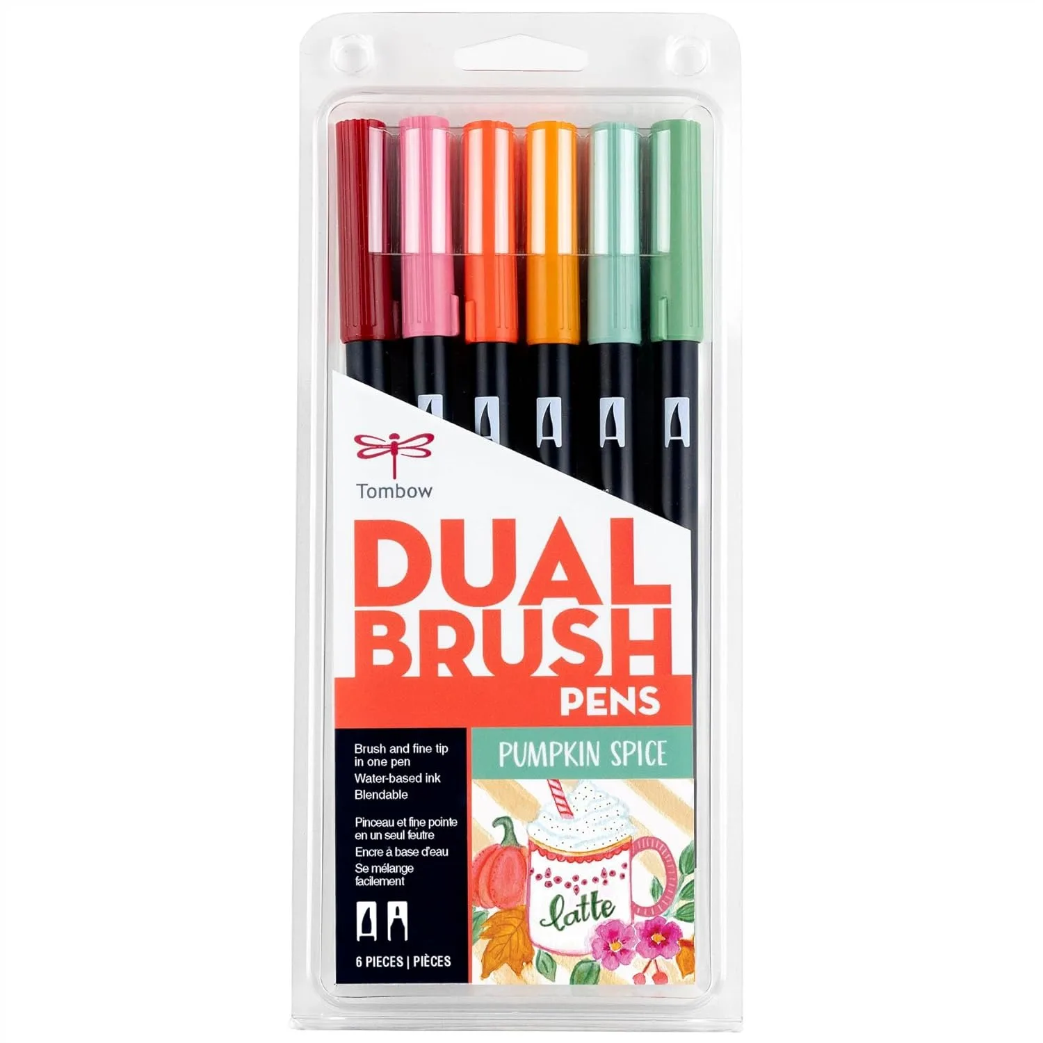 

Dual Brush Pen Art Markers Pumpkin Spice 6-Pack For Hand Lettering Watercolor Illustration