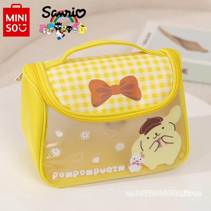 MINISO 2024 New Women's Toilet Bag Fashionable and High Quality Handheld Makeup Bag Cartoon Portable Travel Storage Small Bag
