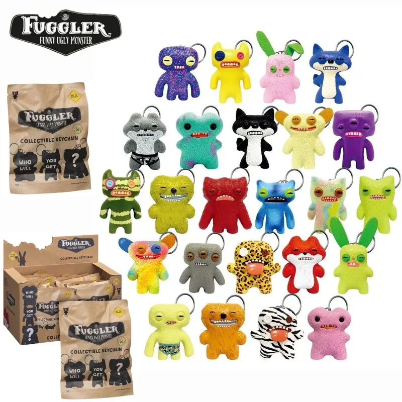 

Fuggler Key Chain Blind Box Action Figures Teeth Monster Dolls Keyring Cartoon Funny Ugly Kawaii Trendy Mystery Box Toys in Bags