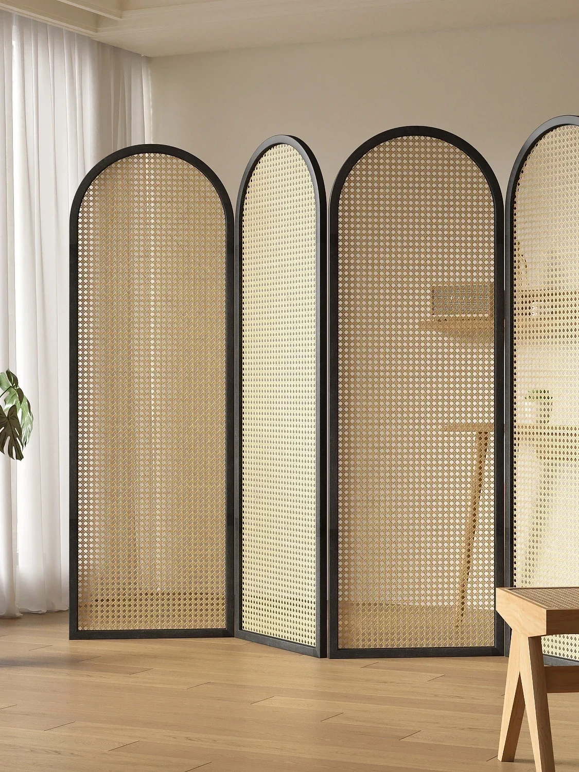 Rattan tela de madeira maciça divisória, Simples Dobrável Entrada Móvel, Pequena partição para famílias, Sala e Hotel, Japonês