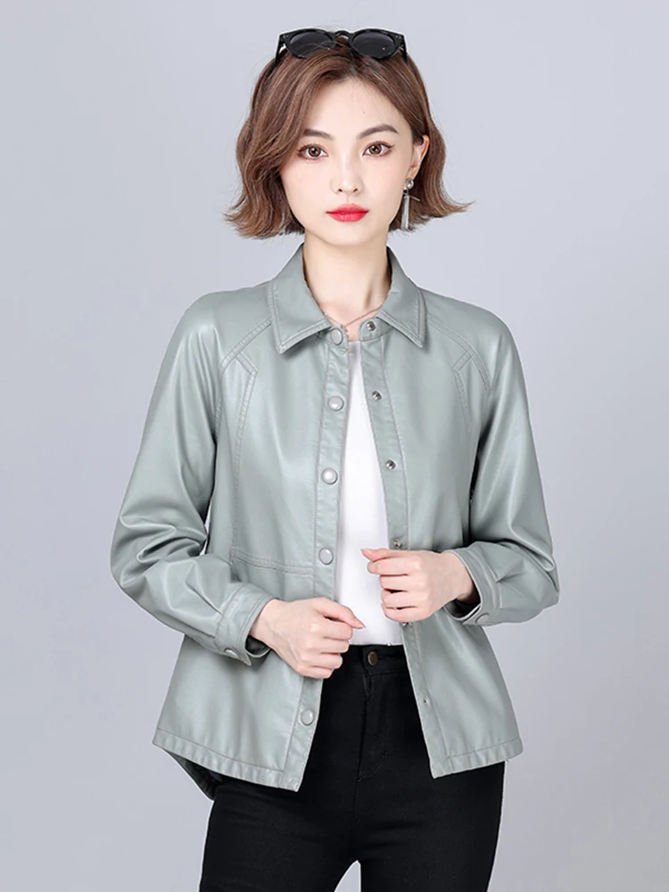   Ning 本革ジャケット女性のシープスキンコート 2025 春秋の新しい Sle 多用途ルーズプラスサイズアウターウェア