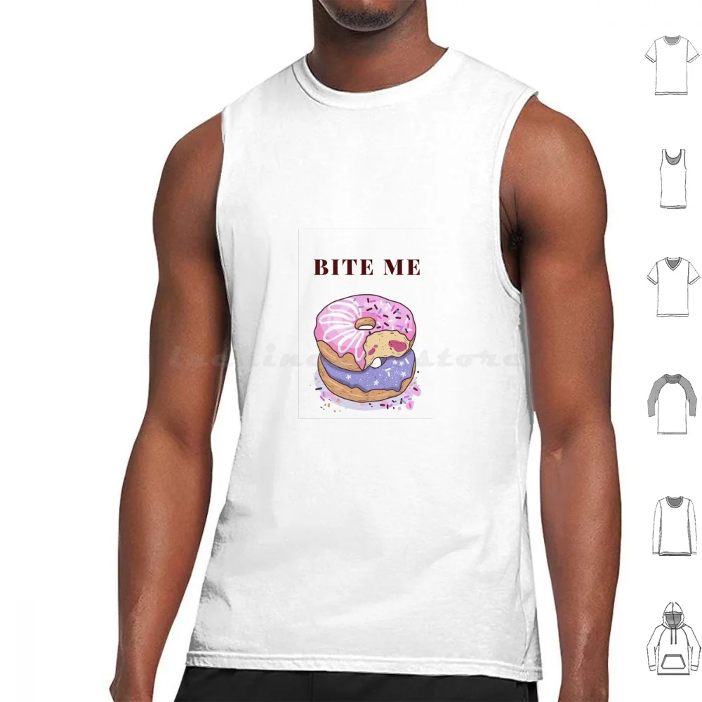 Bite Me Tank Tops Print Cotton Bite Me Bite Bite Eat Food John Love Bite Love Food Fast Food Burger Cute First Bite